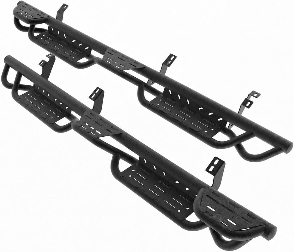 Running Boards Fit for Toyota Tacoma 2024 2025 2026 Double Cab | Heavy-Duty Carbon Steel Side Steps, Two Stair Design, Anti-Slip 500lbs Load Capacity, Nerf Bar Side Rails Rock Sliders
