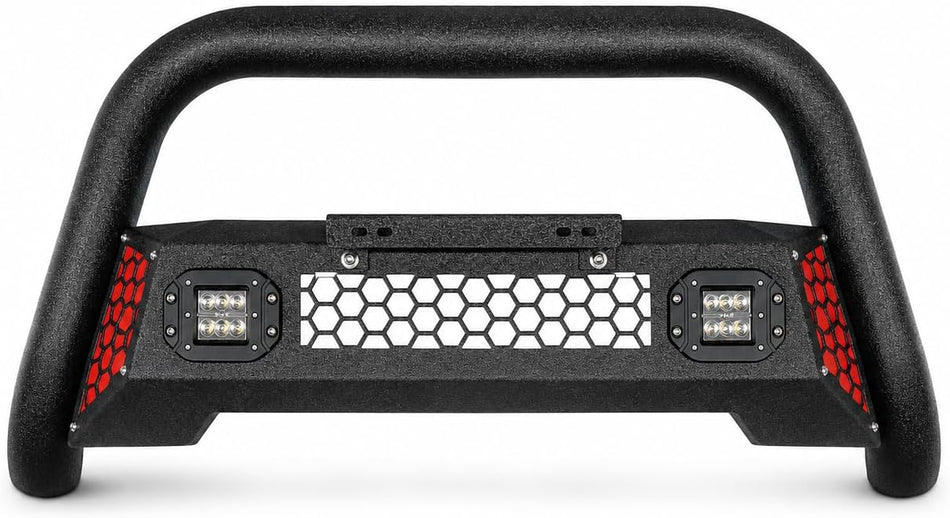 Bull Bar fit for Jeep Grand Cherokee 22-26 3" Steel Grille Brush Guard | (Not for Front Radar Sensor Models) Front Bumper Push Bar with LED Light, License Plate Bracket, Paintable Trim Panel