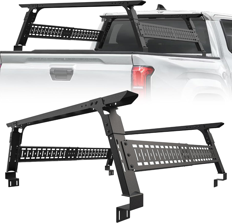Adjustable 16-25" High Truck Bed Rack, Overland Cargo Rack Ladder Rack Cross Bars fit for Tacoma/Silverado/Sierra/Ram/Tundra/Titan/Frontier/Colorado/Canyon/Gladiator JT/Ford F-Series