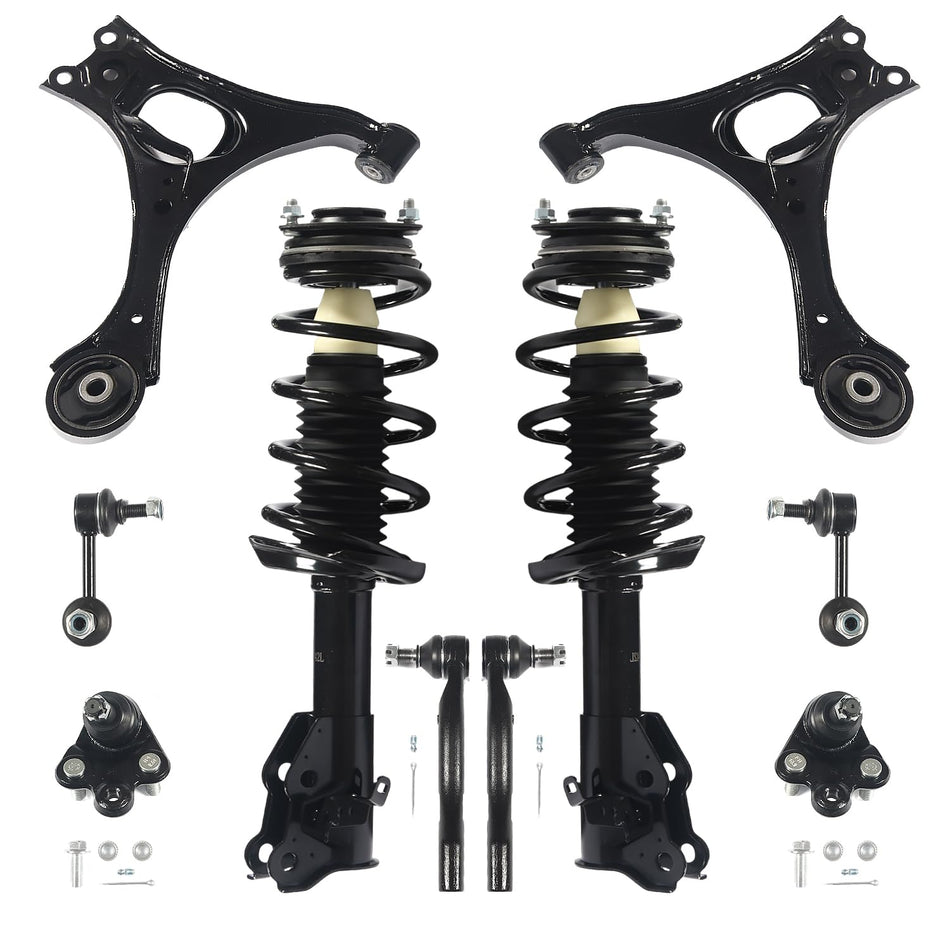 10PC Front Strut Kit Fit For Honda Civic 2006 2007-2011 2 Front Lower Control Arms 2 Strut Shocks 2 Ball Joint 2 Tie Rod 2 Sway Bar End Link Suspension Kit Replacement 172287 172286 K620382 K620383