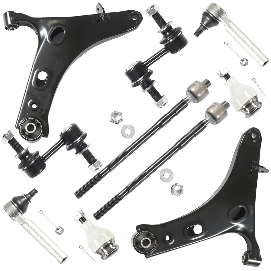 10PCS Suspension Kit Fits for Subaru Forester 2014 2015 2016 2017 2018 Front Lower Control Arm w/2 Ball Joint 2 Sway Bar Link 4 Outer & Inner Tie Rod End