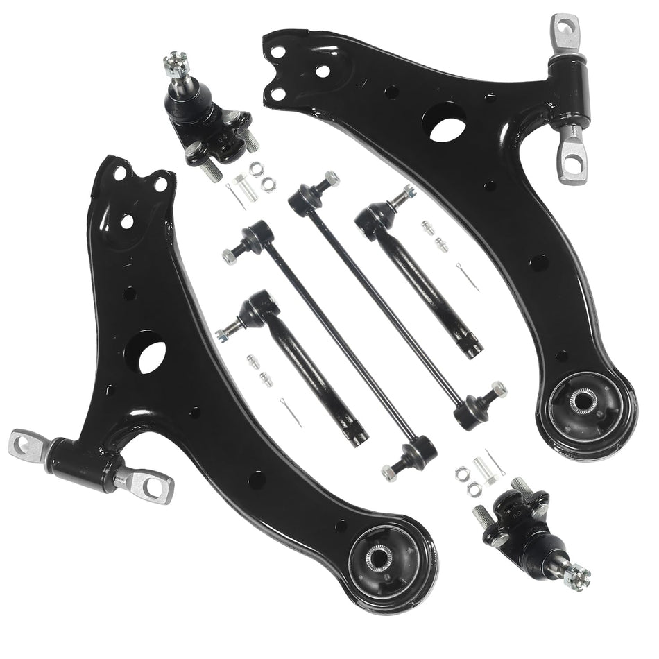 8PCS Front Suspension Kit Fit For Toyota Camry 2012-2017, Fit For Toyota Avalon 13-18 2 Front Lower Contorl Arm Assembly 2 Lower Ball Joint 2 Sway Bar End Link 2 Tie Rod End K620333 K620334