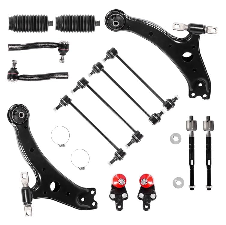 14PCS Suspension Kit Fits for Toyota Camry 2007 2008 2009 2010 2011 (USA Built Models Only) Front Lower Control Arm w/Ball Joints Sway Bars Tie Rods