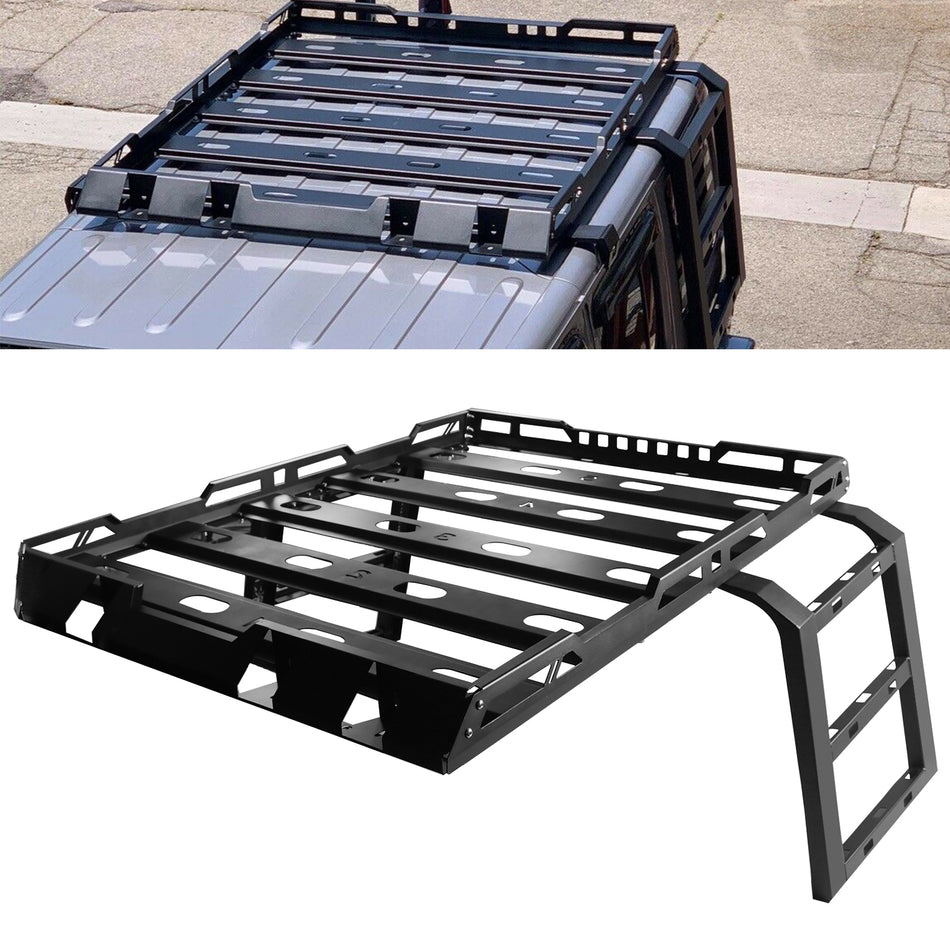 Roof Rack fit for Jeep Wrangler JL 2018-2024 4 Door w/Double Ladders Roof Rack Cargo Basket Luggage Carrier Heavy Duty Steel Cargo Storage Carrier (You Will get 2 Packages)