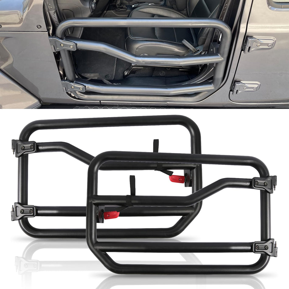 Off Road Tubular Half Doors fit for Jeep Gladiator JT 2020-2025,Fit for Jeep Wrangler JL 2018-2025 Tube Half-Door Guards 2 Front Tube Half Doors