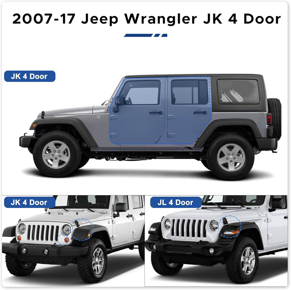 Running Boards Fit for Jeep Wrangler JK 4 Doors 2007-2018 Two Stairs Side Steps 5 Inches Width Heavy-Duty Steel Off Road Rock Sliders Rocker Guards Anti-Slip Textured Black