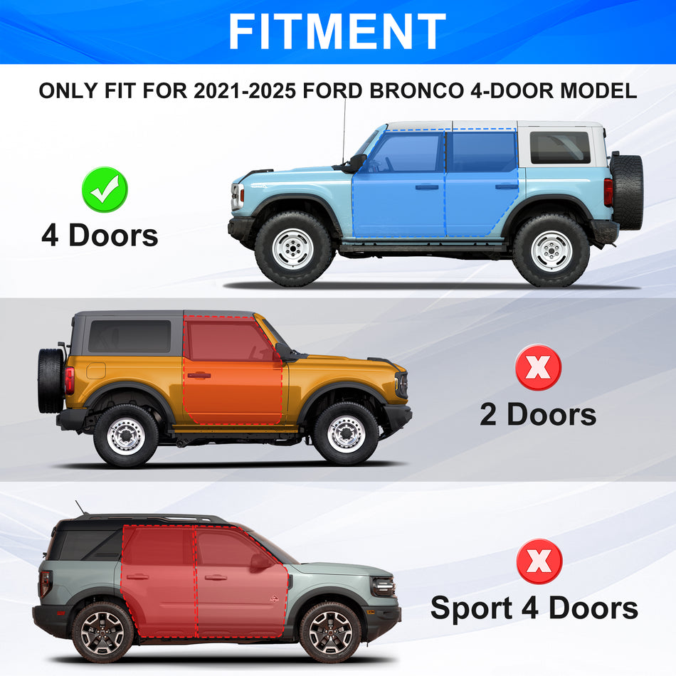 Running Boards Fit for 2021-2025 Ford Bronco 4-Door (Excluding Bronco Sport), 7 Inch Non-Slip Rock Rail Side Steps Bars DIY Painting Orange Panel Stainless Carbon Steel Nerf Bars for Bronco