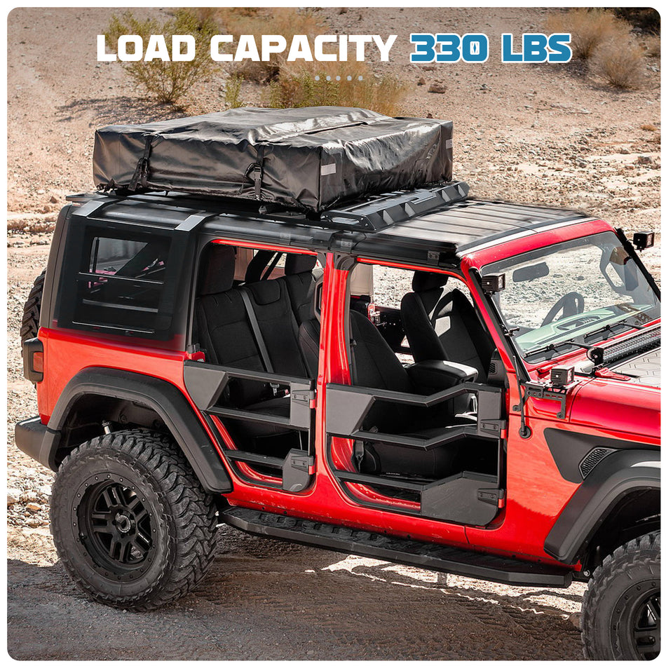 Roof Rack fit for Jeep Wrangler JL 2018-2024 4 Door w/Double Ladders Roof Rack Cargo Basket Luggage Carrier Heavy Duty Steel Cargo Storage Carrier (You Will get 2 Packages)