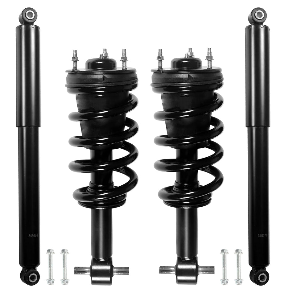 Front & Rear Struts Shock Absorbers Coil Spring Assembly Fit for Chevy Silverado 1500 GMC Sierra 1500 2007-2013 Replacement 4345074 139105 (Set of 4)