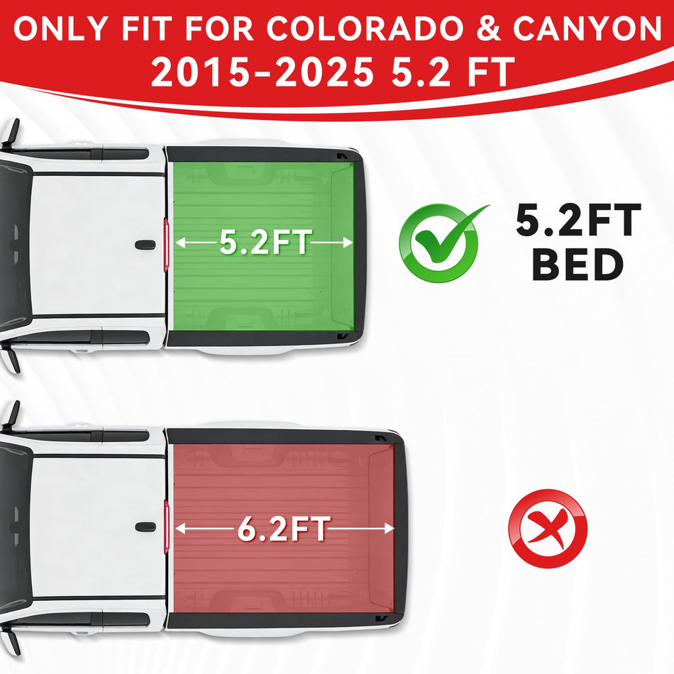 Hard Tri-Fold Tonneau Cover fit for Chevy Colorado & GMC Canyon 2015-2025 | 5.2 FT Bed | Aluminum Honeycomb, No-Drill Install