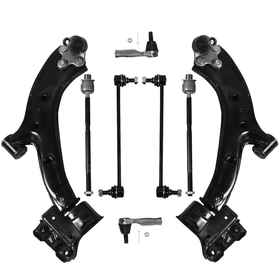 8PCS Suspension Kit Fits for Honda CR-V 2007 2008 2009 2010 2011 Front Lower Control Arm w/Ball Joints Sway Bars Tie Rod Ends Driver & Passenger Side K620500 K620501 K750297 ES800510 EV800689