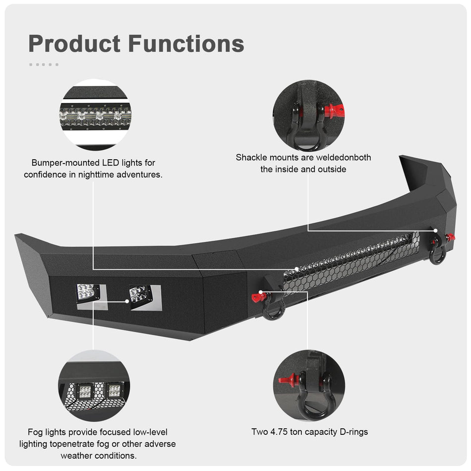 Off Road Front Rear Bumper Fit For Ford F150 2009-2014 (Excluding Raptor), 2009 2010 2011 2012 2013 2014 Fits for F150 Truck Steel Off Road Steel Bumpers