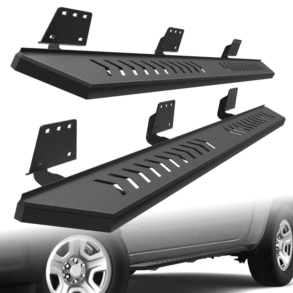 6" Running Boards Side Steps fit for Dodge Ram 1500, Toyota Tacoma, Ford F150 F250 F350, Ford Ranger, Chevy Silverado GMC Sierra - Carbon Steel Textured Black Nerf Bars