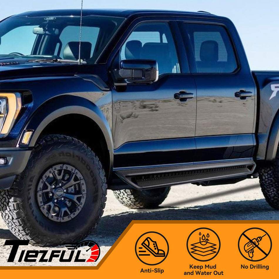 5" Drop-Down Running Boards fit for Ford F150 2015-2025 SuperCrew Cab & F250 F350 2017-2025 SuperCrew Cab | Carbon Steel Non-Slip Side Steps