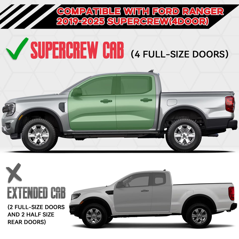 Running Boards fit for Ford Ranger 2019-2025 SuperCrew Cab | Heavy-Duty Carbon Steel Side Steps