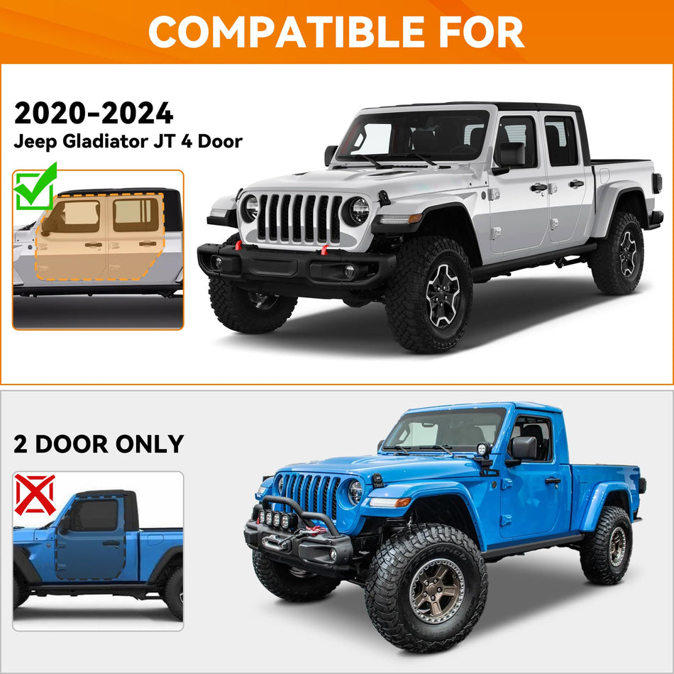 7" Running Boards fit for Jeep Gladiator JT 2020-2026 4-Door | Carbon Steel Off-Road Side Steps with Two-Stair Design