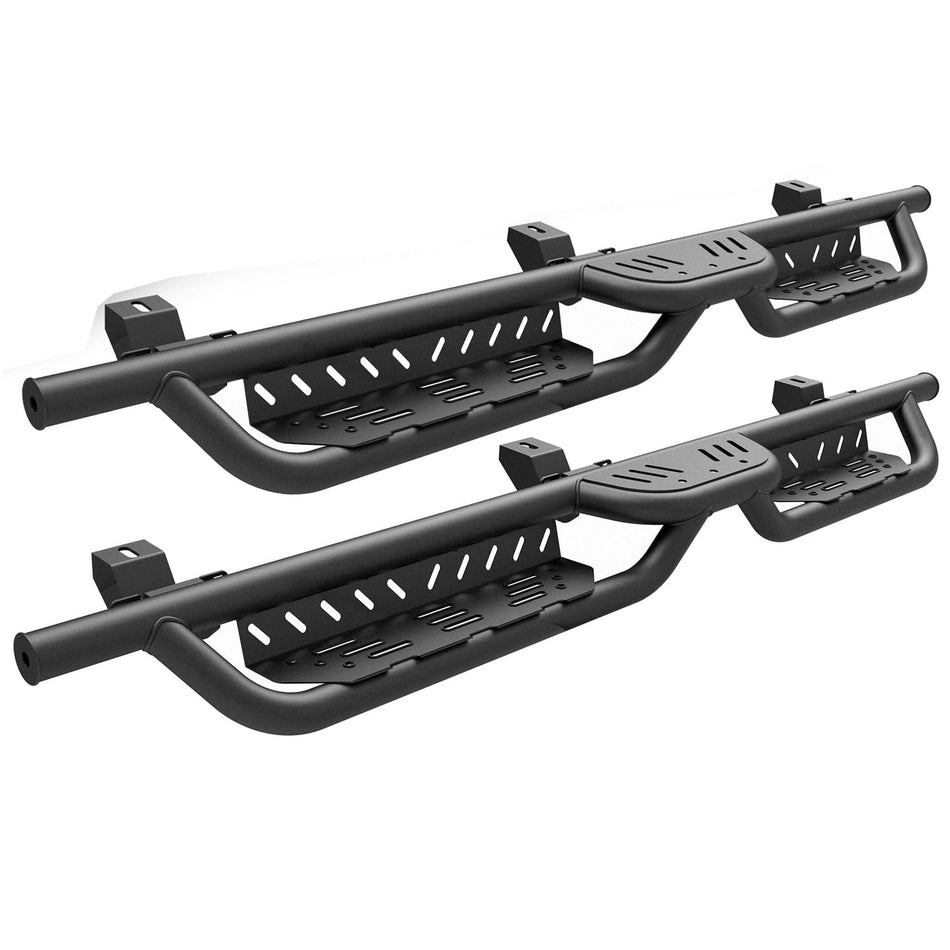 Running Boards Compatible with 2005-2025 Nissan Frontier Crew Cab, Two Stairs 5 Inch Width Pickup Trunk Side Steps fit for Frontier 4 Full Doors, Heavy Duty Carbon Steel Textured Step Bars