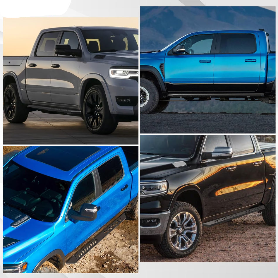 6" Running Boards Side Steps fit for Dodge Ram 1500, Toyota Tacoma, Ford F150 F250 F350, Ford Ranger, Chevy Silverado GMC Sierra - Carbon Steel Textured Black Nerf Bars