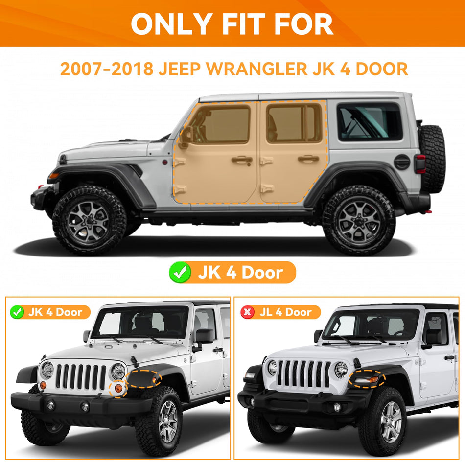 Running Boards Compatible with 2007-2018 Jeep Wrangler JK 4 Doors, 5.3 Inches Drop Down Side Steps Hollow Stripe Slip Proof Off-Road Heavy Duty Carbon Steel Side Step Rail Nerf Bars