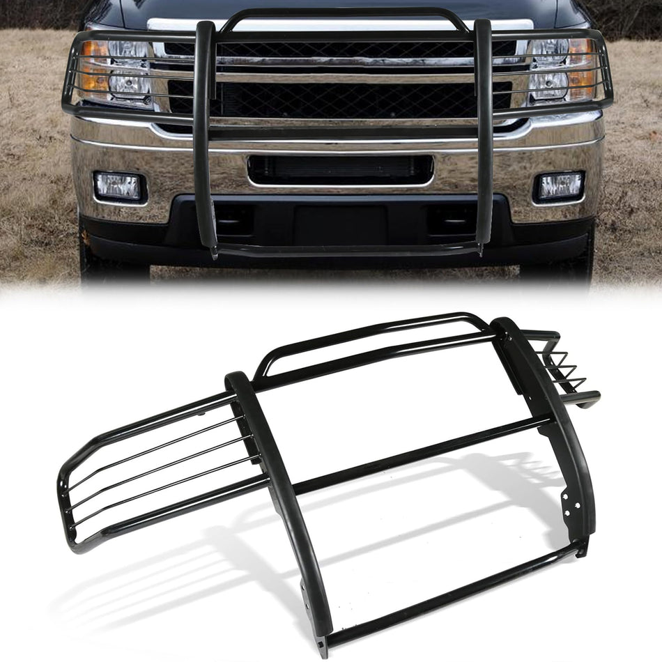 Front Grille Brush Guard Fits for Chevy Suburban 1500 & Tahoe 1500 & Avalanche 1500 (New Body Style) 2007-2014 Steel Bull Bar Push Guard Modular Bumper Protection Black