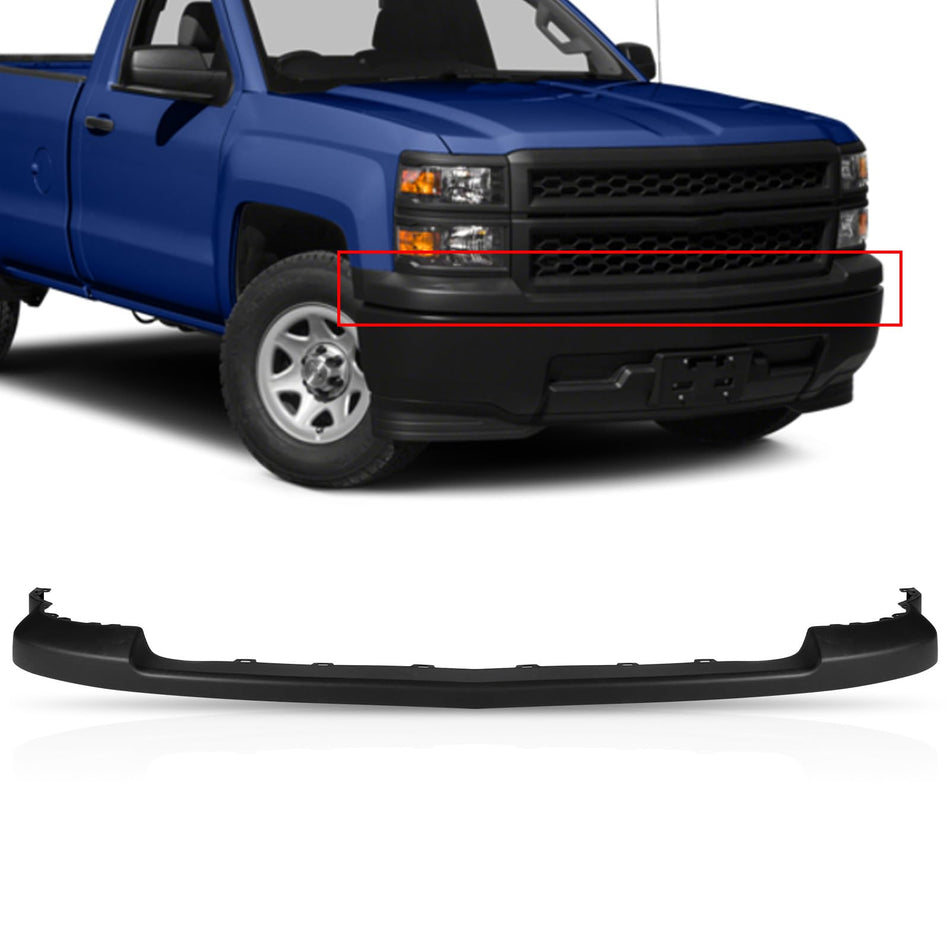 Front Upper Bumper Cover Fit for Chevy Silverado 1500 2014 2015 Pickup Bumper Replacement for GM1014112C Blask Plastic no Fog Lamps cut-outs and without sensor holes