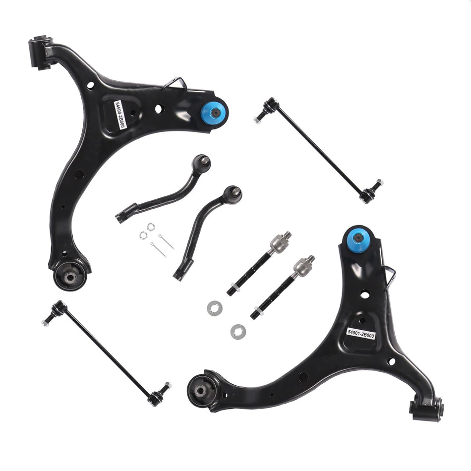 8PCS Front Lower Control Arm Fit For Santa Fe 2007-2012, Fit For Kia Sorento 2011-2013 Suspension Kit w/Ball Joints Sway Bars Link Tie Rod Ends Driver & Passenger Side
