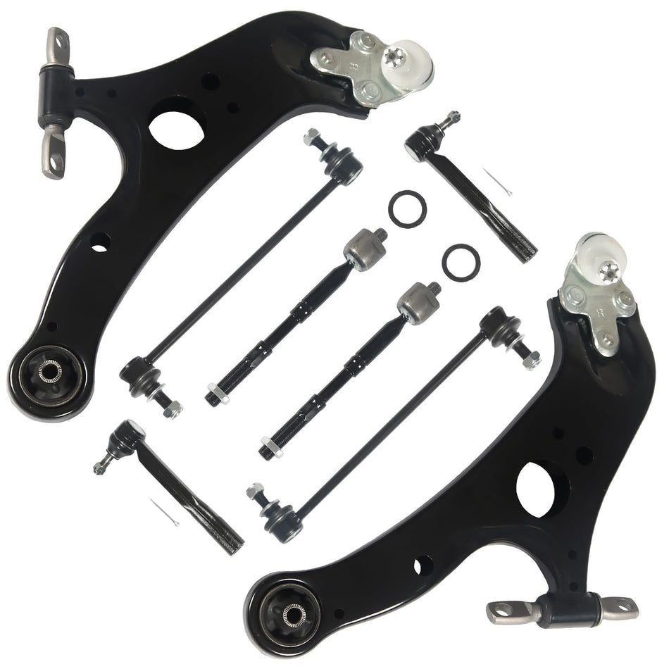 8PCS Suspension Kit Fit For Toyota Sienna 2011-2020 Front Lower Control Arm w/Ball Joints Sway Bar Tie Rod End Link K622035 K622036 EV801518 ES800997 ES800998 K750574