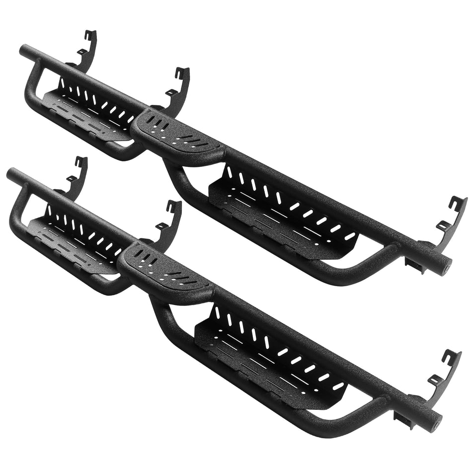 Running Boards Fit for Chevy Colorado/GMC Canyon Crew Cab 2015-2025 2026 Heavy-Duty Carbon Steel Two-Stairs Side Steps 5.7" Black Powder Coated Nerf Bar Step Bars