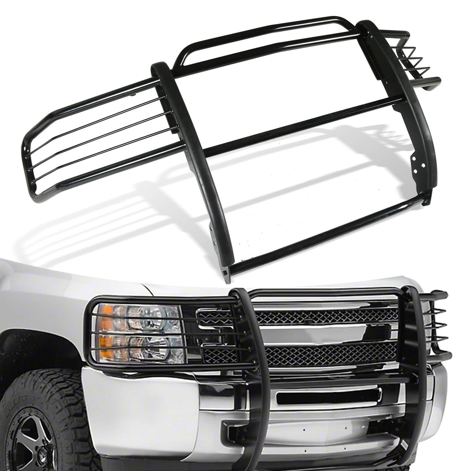 Brush Guard Fit for Chevy Tahoe Suburban Avalanche 1500 (2007-2014 New Body Style) – Heavy Duty Steel Front Bumper Grille Guard Bull Bar, Black Powder Coated, No-Drill Installation (Not Compatible with Silverado)