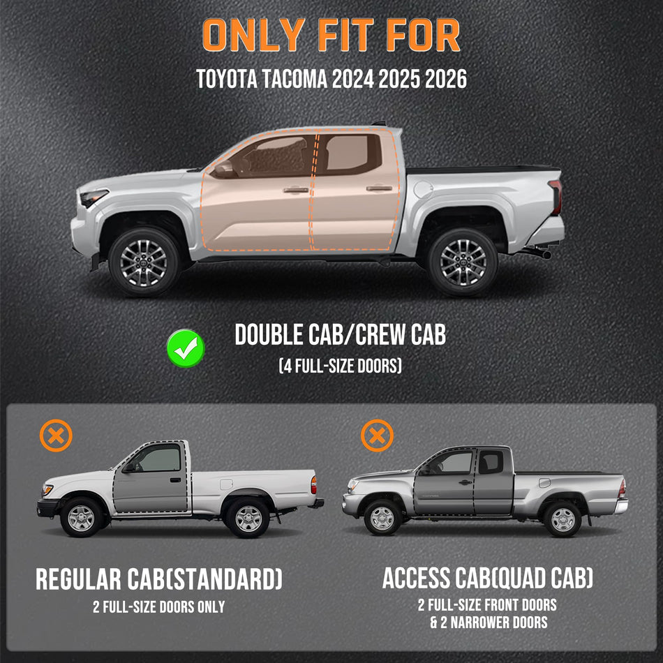 Running Boards Fit for Toyota Tacoma 2024 2025 2026 Double Cab(Crew Cab 4 Full-Size Door), Drop Down Side Steps Fit for 4th Gen Tacoma, Anti-Slip Carbon Steel Rock Slider Rails Nerf Bars Red