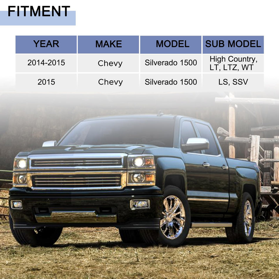 Front Upper Bumper Cover Fit for Chevy Silverado 1500 2014 2015 Pickup Bumper Replacement for GM1014112C Blask Plastic no Fog Lamps cut-outs and without sensor holes
