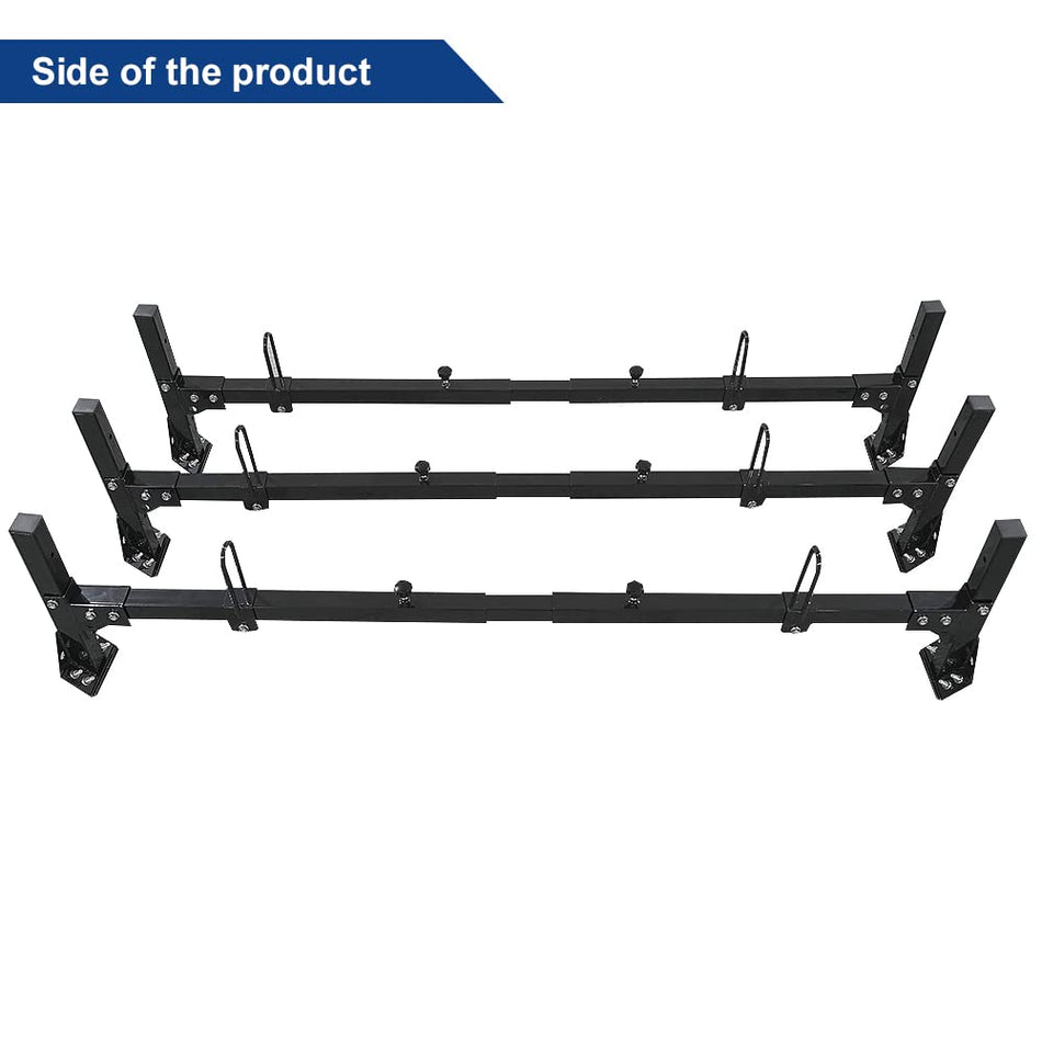 Van Ladder Racks, Van Roof Rack Steel 3 Bars fit for Ford Econoline E150 250 350 1992-2015, fit for Chevrolet Express 1500 2500 3500 Topper Racks 750 lbs Capacity (Black)