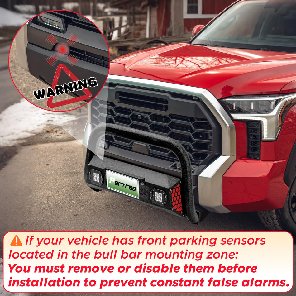 Bull Bar Fit for Toyota Tacoma 2024 2025 2026 with LED Light & w/License Plate Bracket DIY Paintable Front Bumper Brush Push Bar Grille Guard Protector