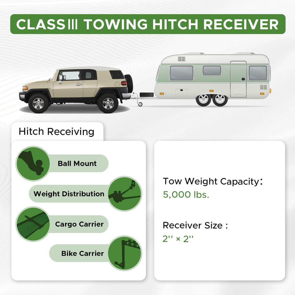 Trailer Hitch Receivers Compatible with Toyota FJ Cruiser 2007-2014 Class 3 Towing Hitch Receiver 2inch Tow Hitch Receiver with Powder Coated