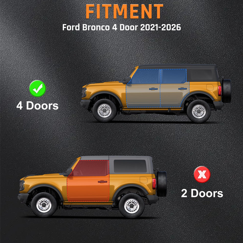 Orange Running Boards Fit for Ford Bronco 2021-2024 2025 2026 Side Steps fit for Bronco 4 Door W/Rock Rails Step Bars 4Pcs Steps Estribos para