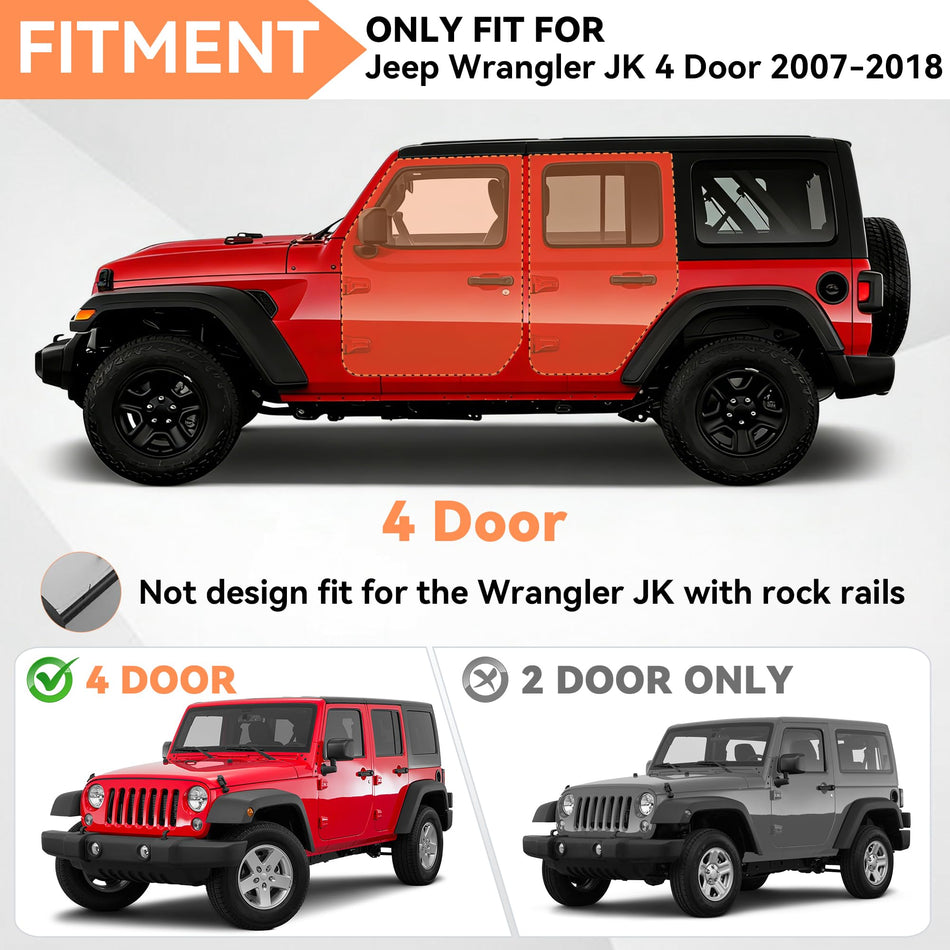 Side Steps Fit for Jeep Wrangler JK Unlimited 4-Door 2007-2018 – 5.7" Wide Heavy Duty Carbon Steel Running Boards, Nerf Bars, Rock Sliders with Anti-Slip Surface, Black Powder Coated (4 Pieces, Requires Rock Rail Removal)