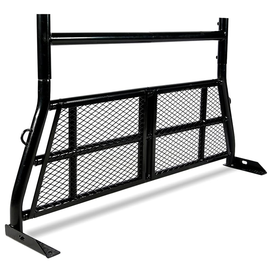 Pickup Headache Rack Extendable, Steel Truck Back Rack Cab Guard Frame Window Protector Mesh Heavy Duty with Anchor Points 500 lbs Capacity