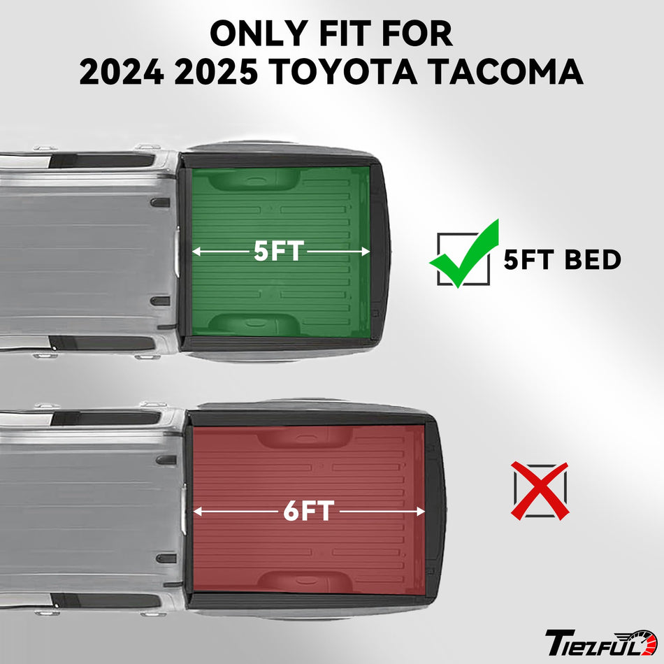 Hard Tri-Fold Tonneau Cover fit for Toyota Tacoma 2024 2025 5FT Bed, Waterproof Locking Truck Bed Cover Compatible with 2024 2025 Tacoma, No Drill Installation, Aluminum Construction
