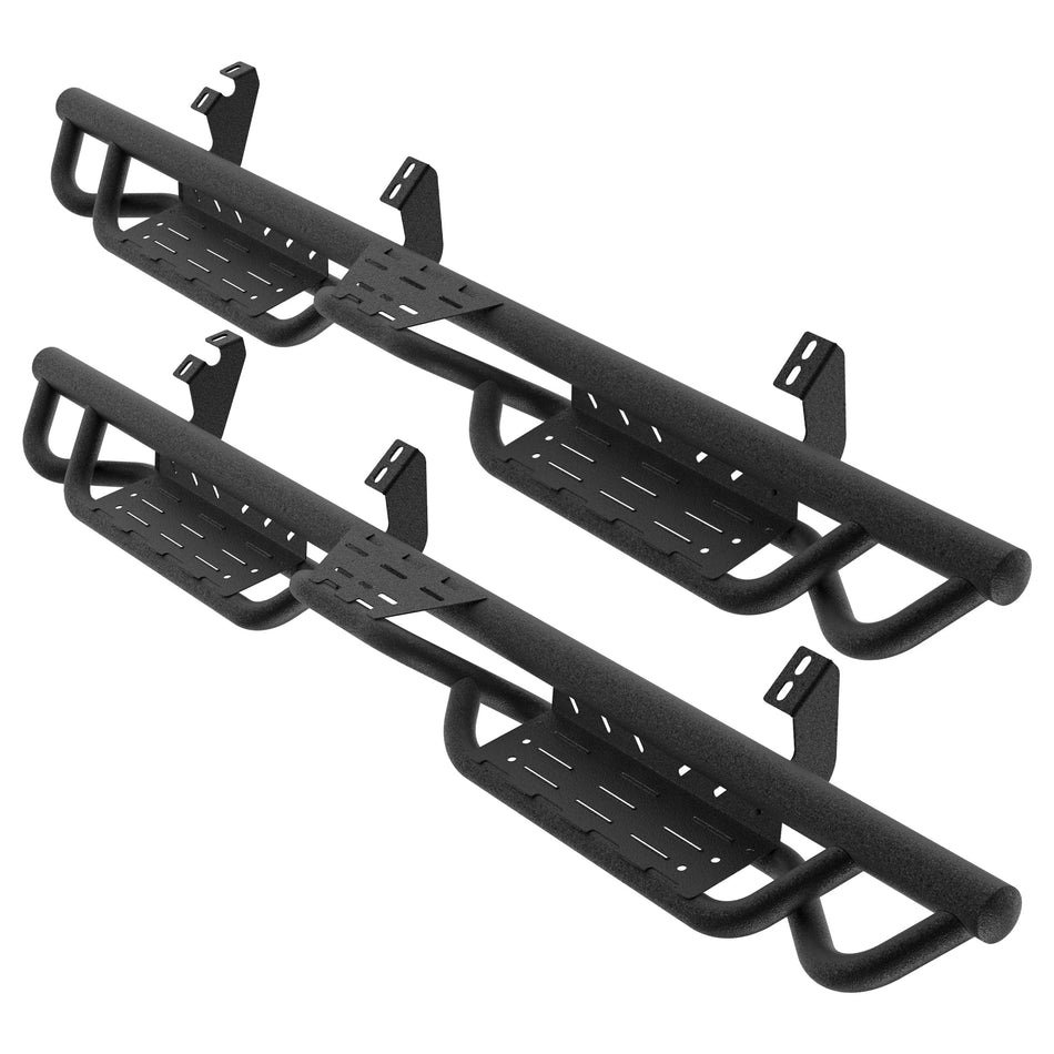 5" Running Boards fit for Toyota Tacoma 2024-2026 Double Cab / Crew Cab | Carbon Steel Two-Step Side Steps with Rock Slider Design