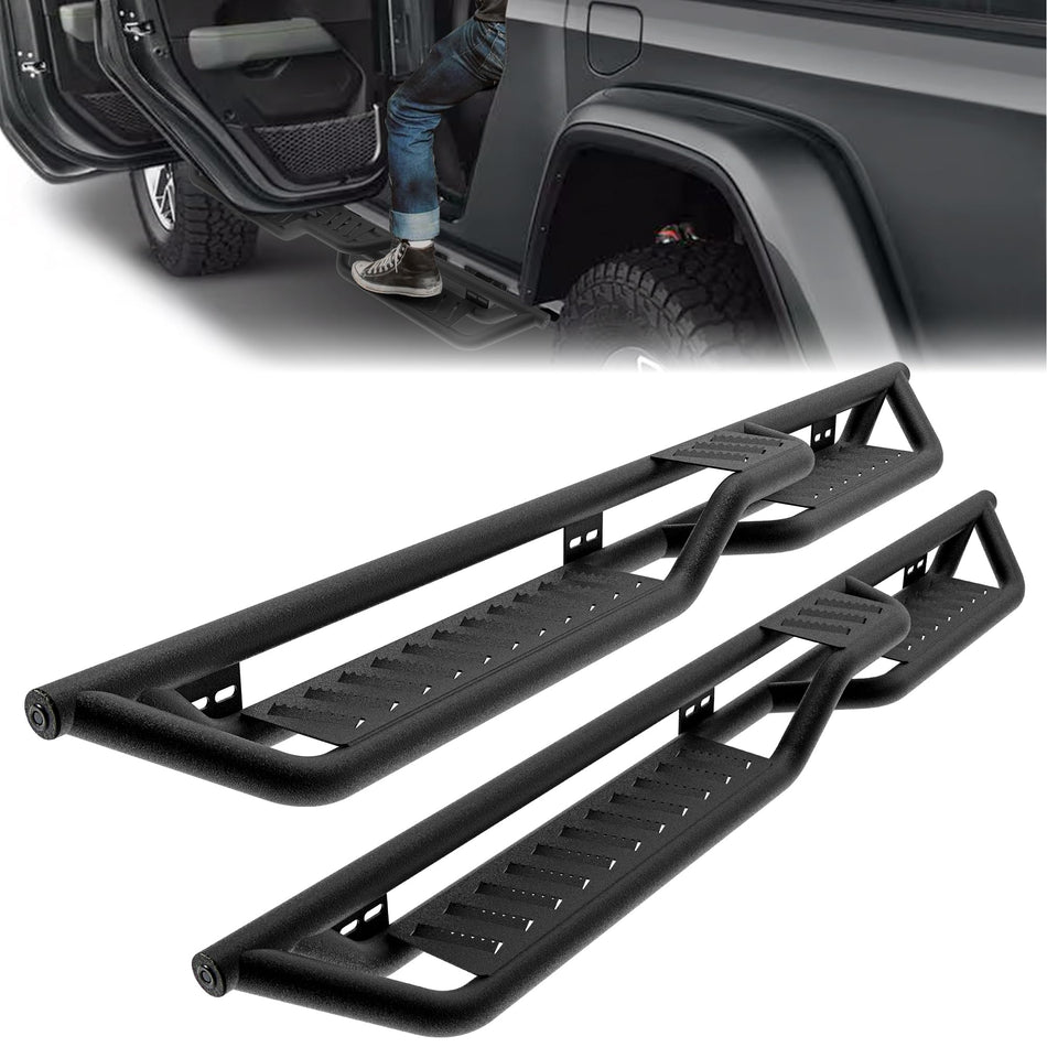 7" Running Boards fit for Jeep Gladiator JT 2020-2026 4-Door | Carbon Steel Off-Road Side Steps with Two-Stair Design