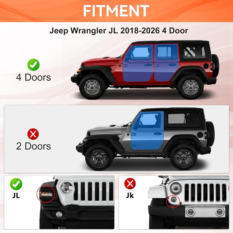 5.1" Drop-Down Running Boards fit for Jeep Wrangler JL 2018-2026 4-Door | Carbon Steel Off-Road Rock Rail Side Steps
