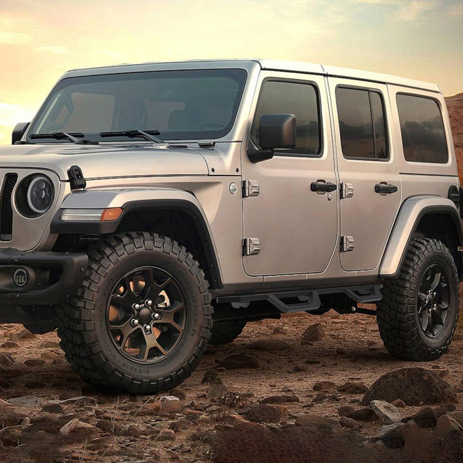 Drop-Down Running Boards | Carbon Steel, Anti-Slip, No-Drill
