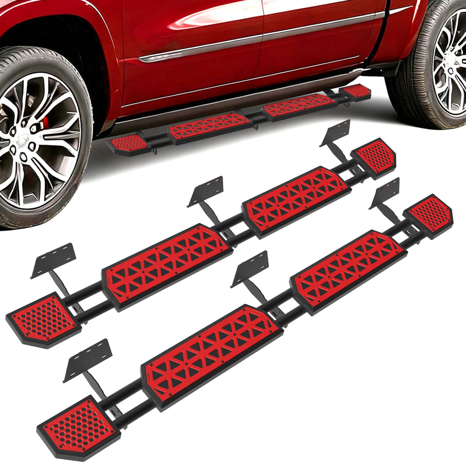 Red Running Boards Fit for Dodge Ram 1500 2019-2025 2026 New Body Side Steps fit for Ram 1500 Crew Cab 4 Full-Size Door Step Bars Estribos para NOT for Classic Model