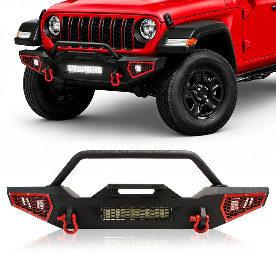 Front Bumper fit for Jeep Gladiator 2020-2026 | Off road front bumper fit for Jeep Gladiator JT 2020-2026, heavy duty steel styling