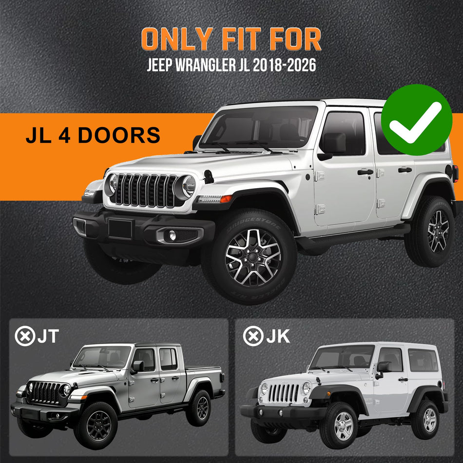 Running Boards Fit for Jeep Wrangler JL 4 Door 2018-2026 | drop down side steps, rock slider rails, 4-door fitment, DIY panel design