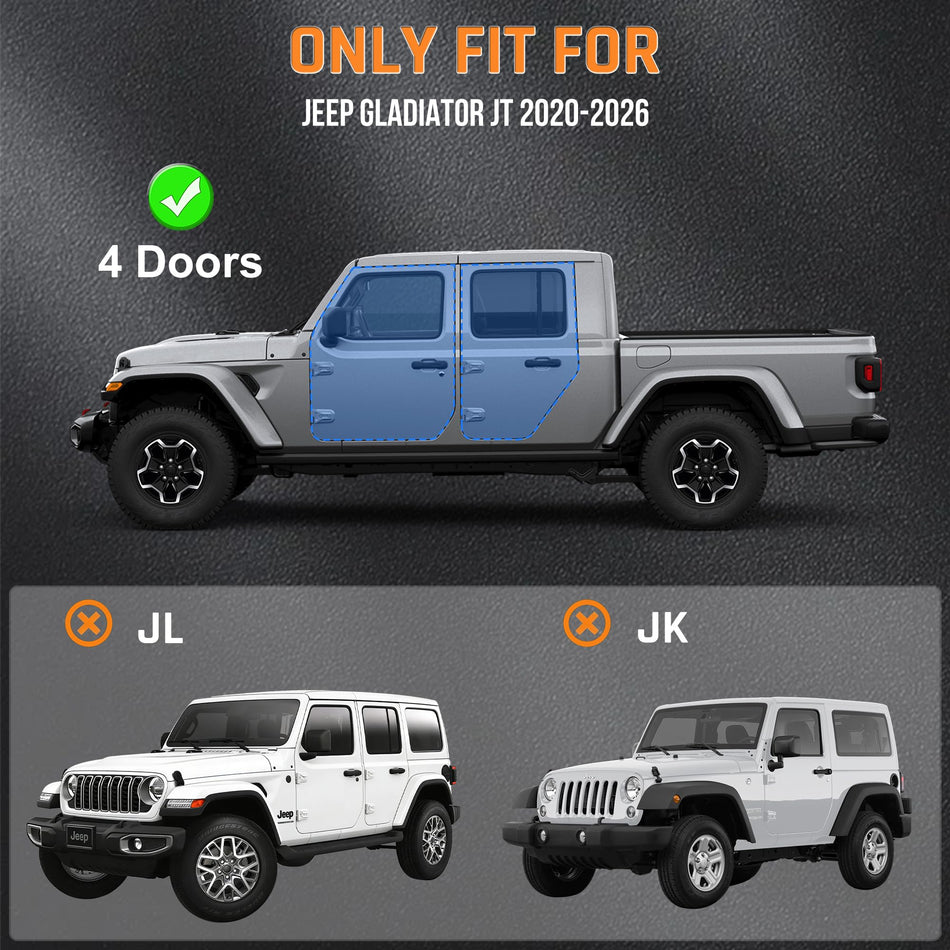6.8" Running Boards fit for Jeep Gladiator JT 2020-2026 4-Door | Carbon Steel Two-Step Side Rails
