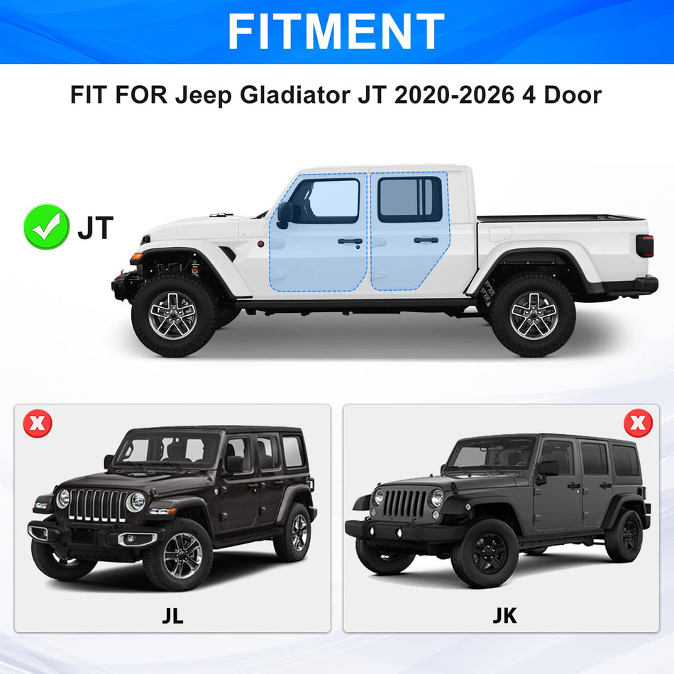 White Running Boards Fit for Jeep Gladiator JT 2020-2025 2026 Side Steps Fit for JT 4 Door 7 Inch DIY Painting Rock Rail Steps Carbon Steel Rock Sliders