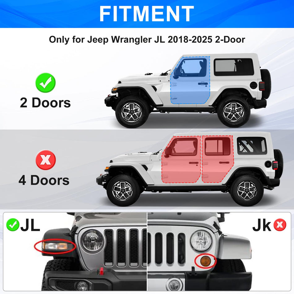 Running Boards Fit for Jeep Wrangler JL 2018-2023 2024 2025 Side Steps for JL 2 Door 7 Inch Rock Rail Steps DIY Painting White Panel Carbon Steel Rock Sliders