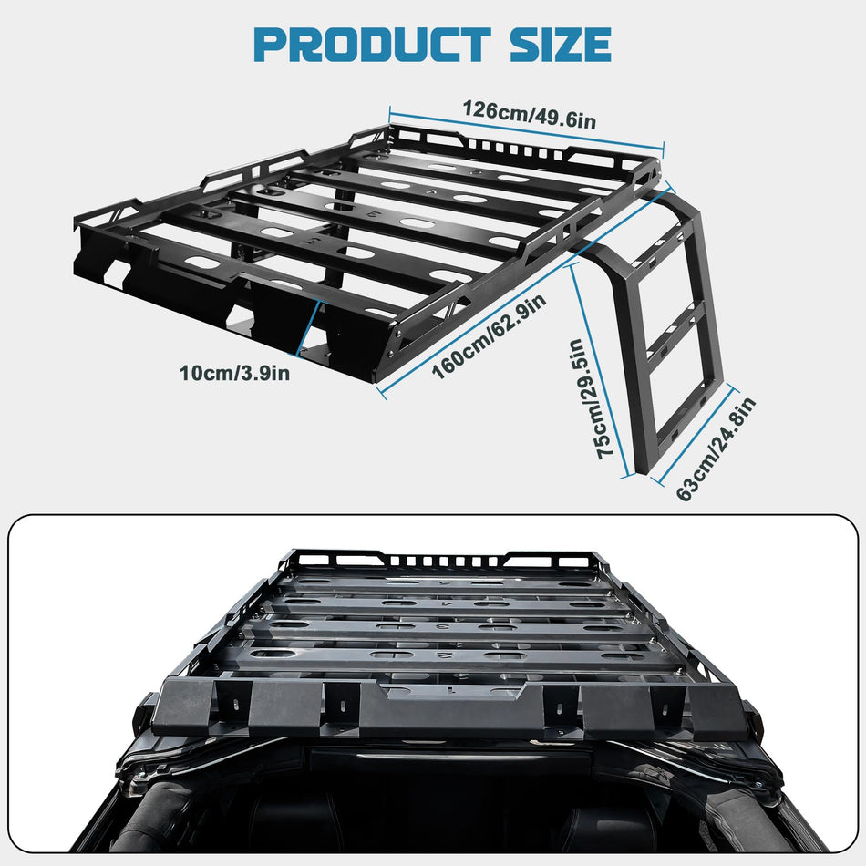Roof Rack Compatible with Jeep Wrangler JK JKU 2/4-Door 2007-2018 Hardtop w/2 Ladders Heavy Duty Alloy Steel Cargo Basket Off-Road Rooftop Storage 330LBS Capacity (2 Packages)